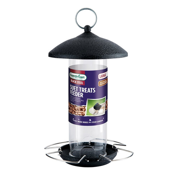 Gardman Black Steel Suet Treat & Mealworm Feeder - DeWaldens Garden Centre