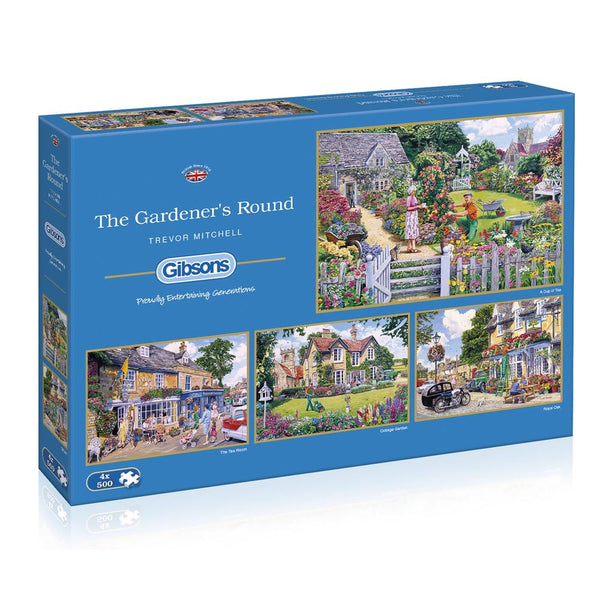 Gibsons 4x500 Piece Jigsaw Puzzle - The Gardener's Round - DeWaldens Garden Centre
