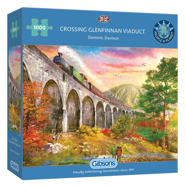 Gibsons 1000 Piece Jigsaw Puzzle - Crossing Glenfinnan Viaduct - DeWaldens Garden Centre