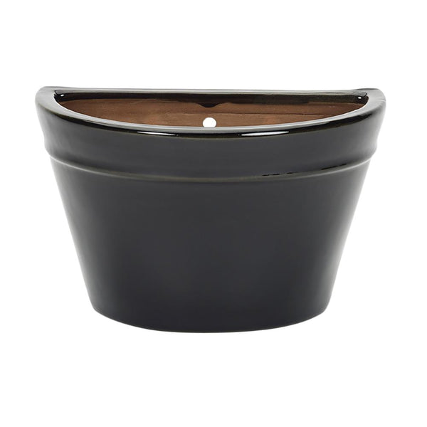 Apta Glazed Bowl Wall Pot | Black | 29cm | DeWaldens Garden Centre