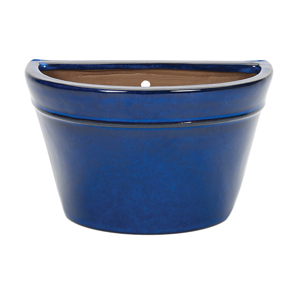 Apta Glazed Bowl Wall Pot | Blue | 29cm | DeWaldens Garden Centre