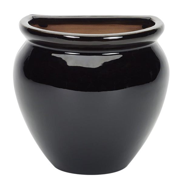 Apta Glazed Jar Wall Pot | Black | 29cm | DeWaldens Garden Centre