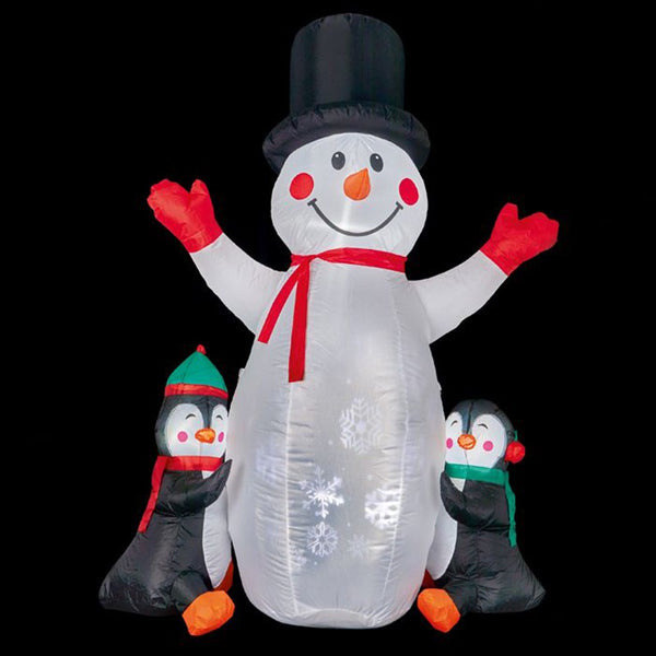 Premier 1.8m Inflatable Snowman & Penguins with Projector - DeWaldens Garden Centre