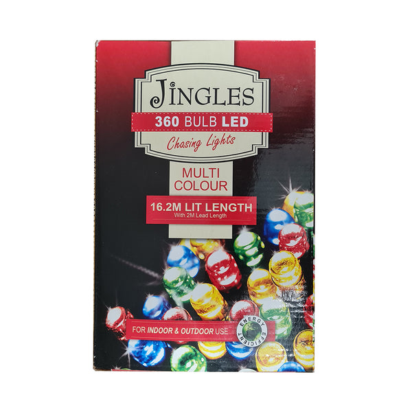 Jingles Multi Function LED Chasing Lights | 360 Bulbs | 16.2m Lit Length | Multi Colour | DeWaldens Garden Centre