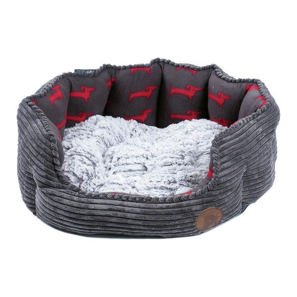 Petface Grey Bamboo & Jumbo Cord Deli Bed - Large - DeWaldens Garden Centre