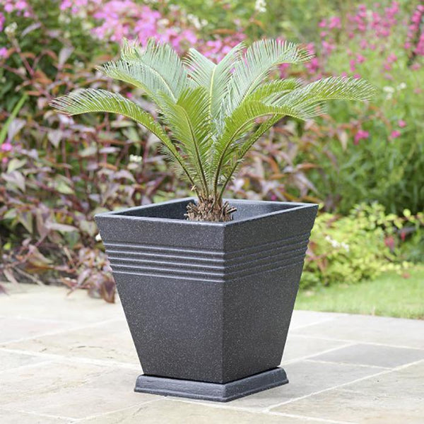Stewarts Piazza Square Planter | Alpine Grey | 40cm | DeWaldens Garden Centre