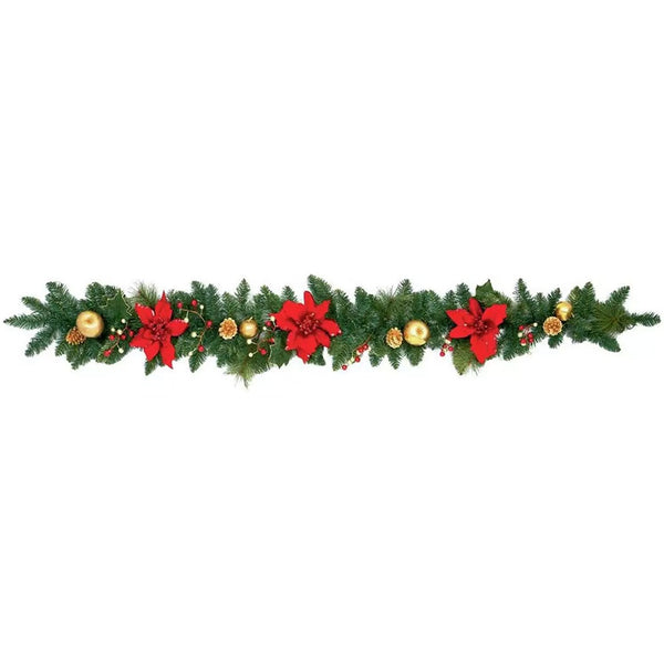 Premier 1.8m Poinsettia Garland - DeWaldens Garden Centre