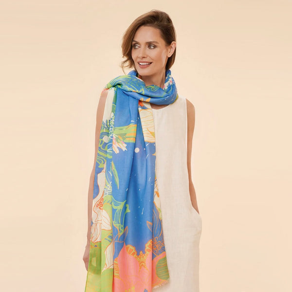 Powder Printed Hummingbird Scarf - Denim - DeWaldens Garden Centre