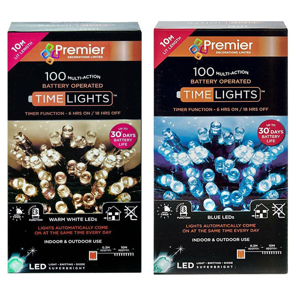 Premier 100 Multi Action Battery Operated LED Lights with Timer - DeWaldens Garden Centre