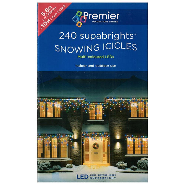 Premier Snowing Icicles 240 LED Multi Colour - DeWaldens Garden Centre