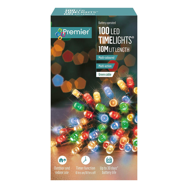 Premier 100 Multi-Action LED Battery Operated Lights - DeWaldens Garden Centre