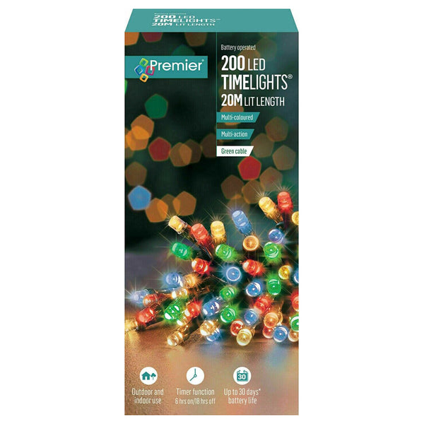 Premier 200 Multi Action Battery Operated LED Lights with Timer - DeWaldens Garden Centre