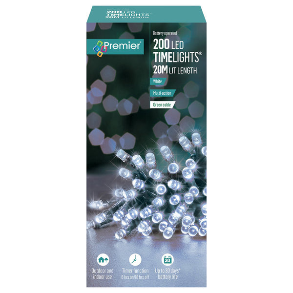 Premier 200 Multi Action Battery Operated LED Lights with Timer - DeWaldens Garden Centre