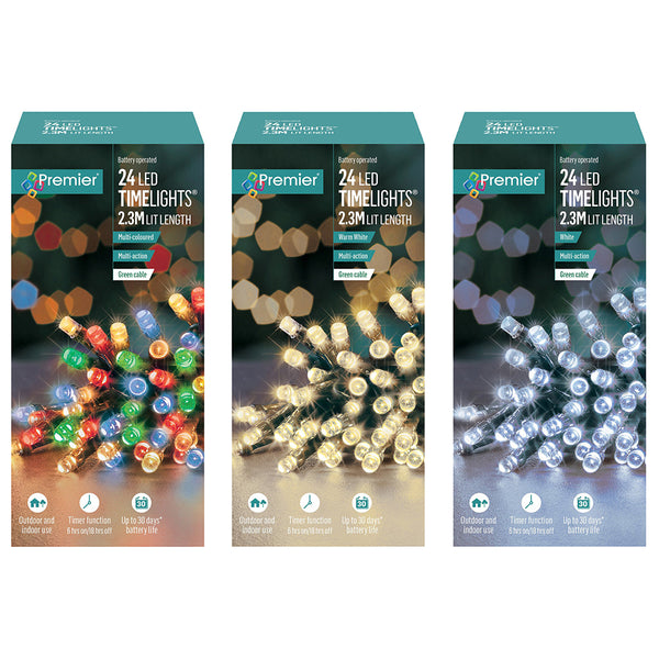Premier 24 Multi-Action LED Battery Operated Lights - DeWaldens Garden Centre