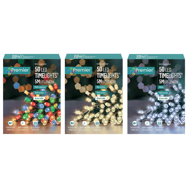 Premier 50 Multi-Action LED Battery Operated Lights - DeWaldens Garden Centre