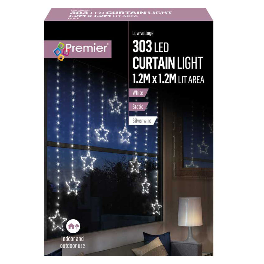 Premier Pin Wire LED Star V Curtain 1.2mx1.2m – DeWaldens Garden Centre