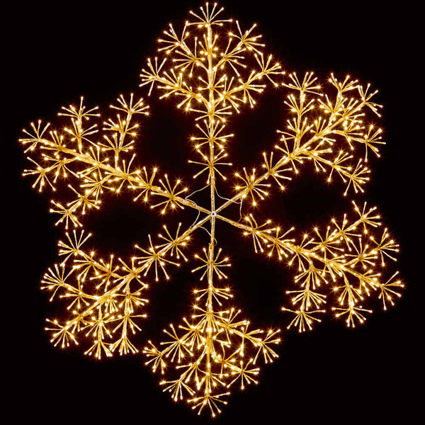Premier Gold Starburst Snowflake with Warm White LEDs - DeWaldens Garden Centre