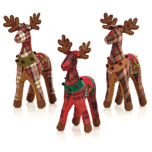 Premier 29cm Tartan Standing Reindeer - DeWaldens Garden Centre
