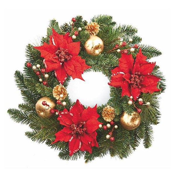 Premier 60cm Poinsettia Wreath - DeWaldens Garden Centre