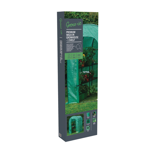 Grow It Premium Walk In Growhouse 1 Shelf - DeWaldens Garden Centre