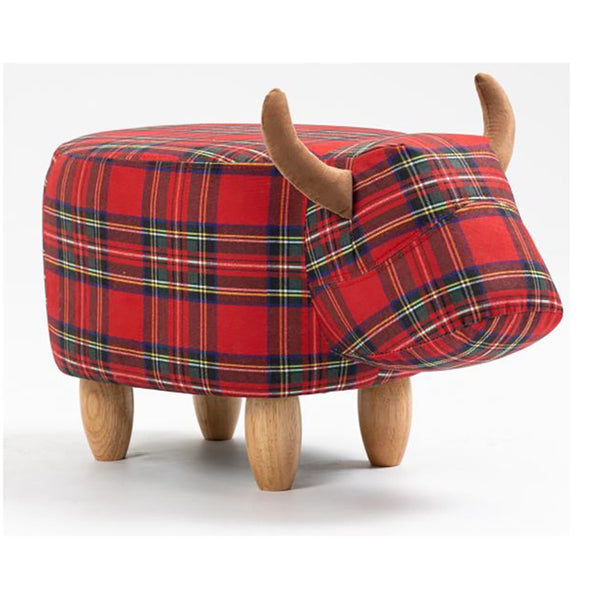 Zara The Red Tartan Cow Animal Footstool - DeWaldens Garden Centre