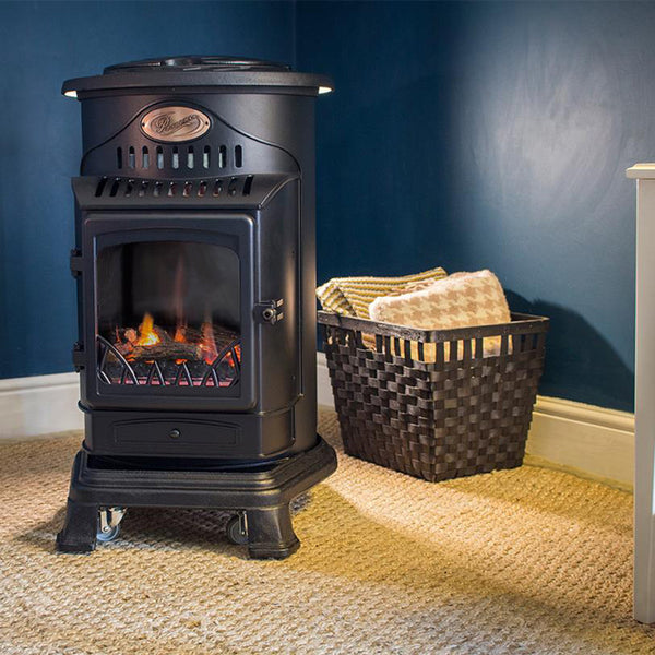 Provence Real Flame Effect 3.4kW Heater - Matt Black - DeWaldens Garden Centre