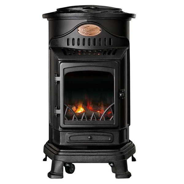 Provence Real Flame Effect 3.4kW Heater - Matt Black - DeWaldens Garden Centre