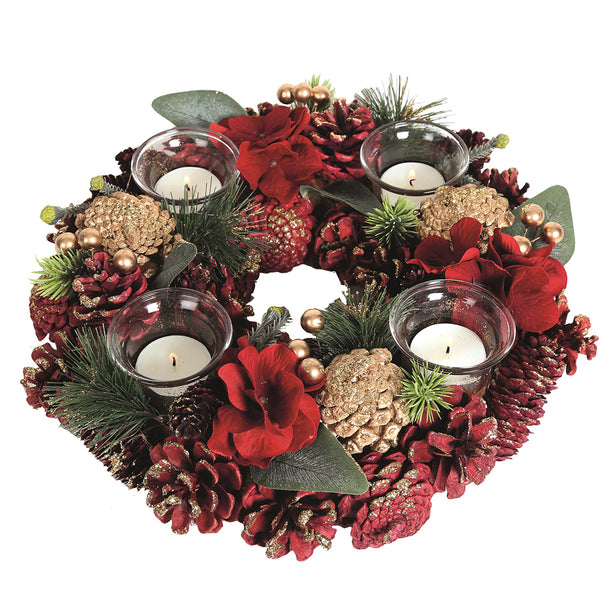 Straits Red & Gold Tealight Holder - DeWaldens Garden Centre