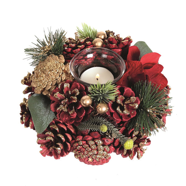 Straits Red & Gold Tealight Holder - DeWaldens Garden Centre