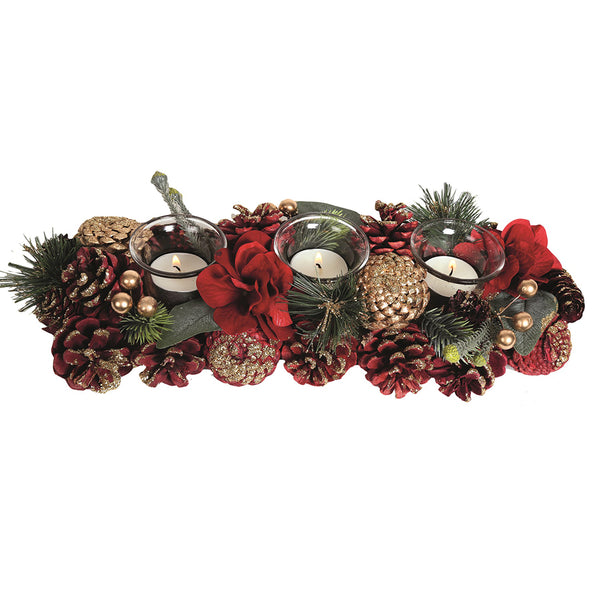 Straits Red & Gold Tealight Holder - DeWaldens Garden Centre