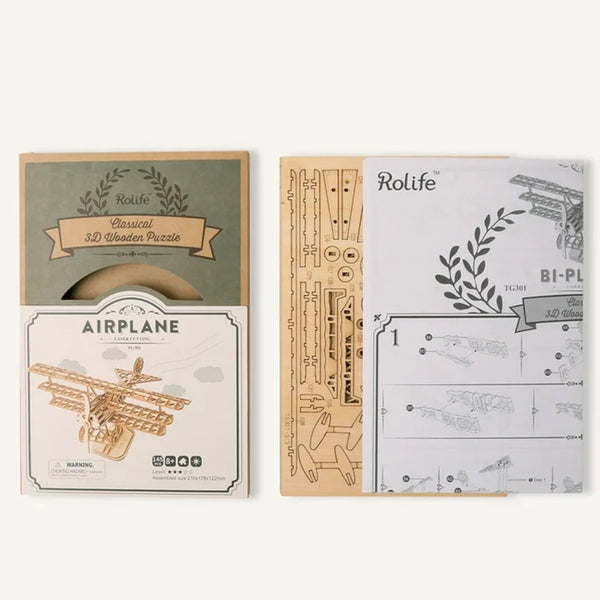 Robotime 3D Wooden Puzzle - Airplane - DeWaldens Garden Centre