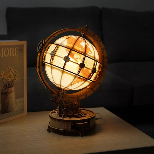 Robotime 3D Wooden Puzzle - Luminous Globe - DeWaldens Garden Centre