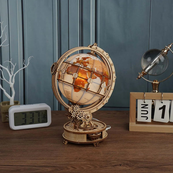 Robotime 3D Wooden Puzzle - Luminous Globe - DeWaldens Garden Centre