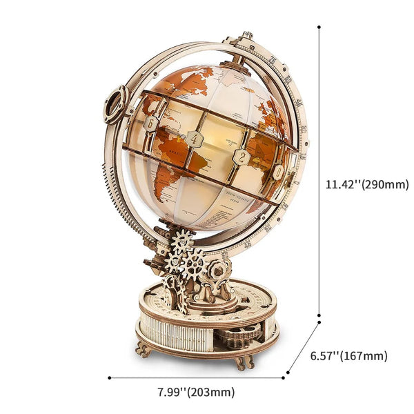 Robotime 3D Wooden Puzzle - Luminous Globe - DeWaldens Garden Centre