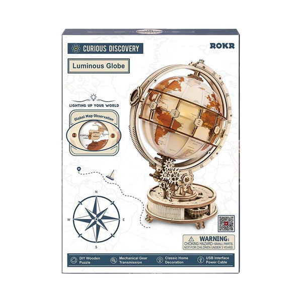 Robotime 3D Wooden Puzzle - Luminous Globe - DeWaldens Garden Centre
