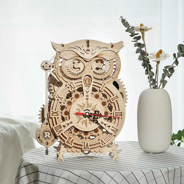 Robotime 3D Wooden Puzzle - Owl Clock - DeWaldens Garden Centre