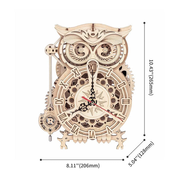 Robotime 3D Wooden Puzzle - Owl Clock - DeWaldens Garden Centre