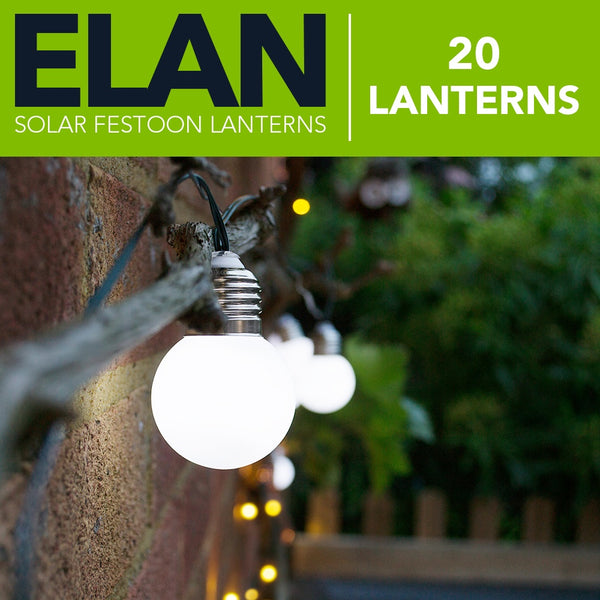 Elan Solar Festoon Lanterns - 20 LEDs - DeWaldens Garden Centre