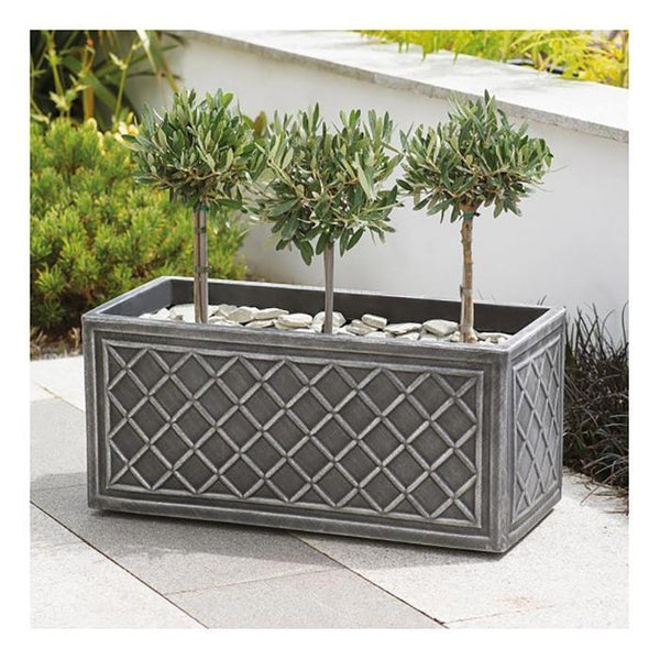 Stewart Garden Lead Effect Trough | Pewter Effect | 70 x 32 x 33cm | DeWaldens Garden Centre