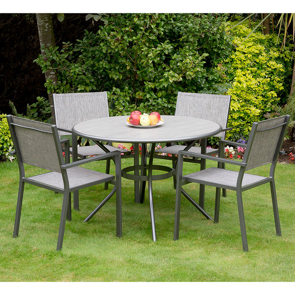 SunTime Adrano 4 Seat Dining Set/Stacking Chairs - DeWaldens Garden Centre