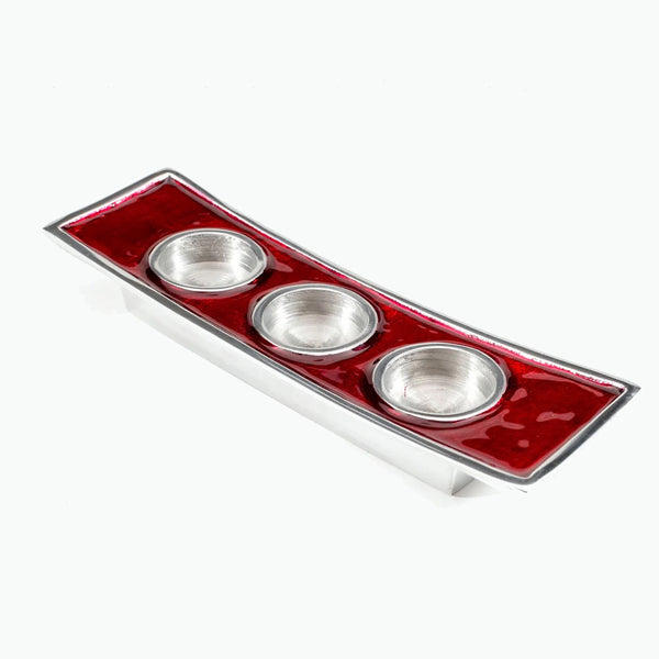Tilnar Art - Red Triple Tealight Holder 25cm - DeWaldens Garden Centre
