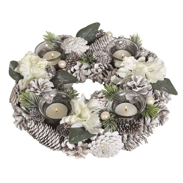 Straits White Floral Tealight Holder - DeWaldens Garden Centre