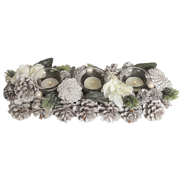 Straits White Floral Tealight Holder - DeWaldens Garden Centre