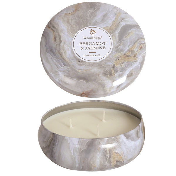 Woodbridge Marble Effect Candle Tin - DeWaldens Garden Centre