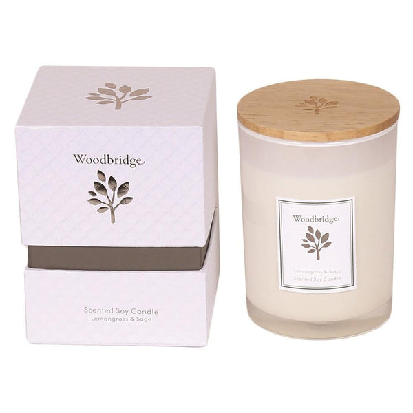 Woodbridge Medium Soy Candle | Lemongrass & Sage | DeWaldens Garden Centre